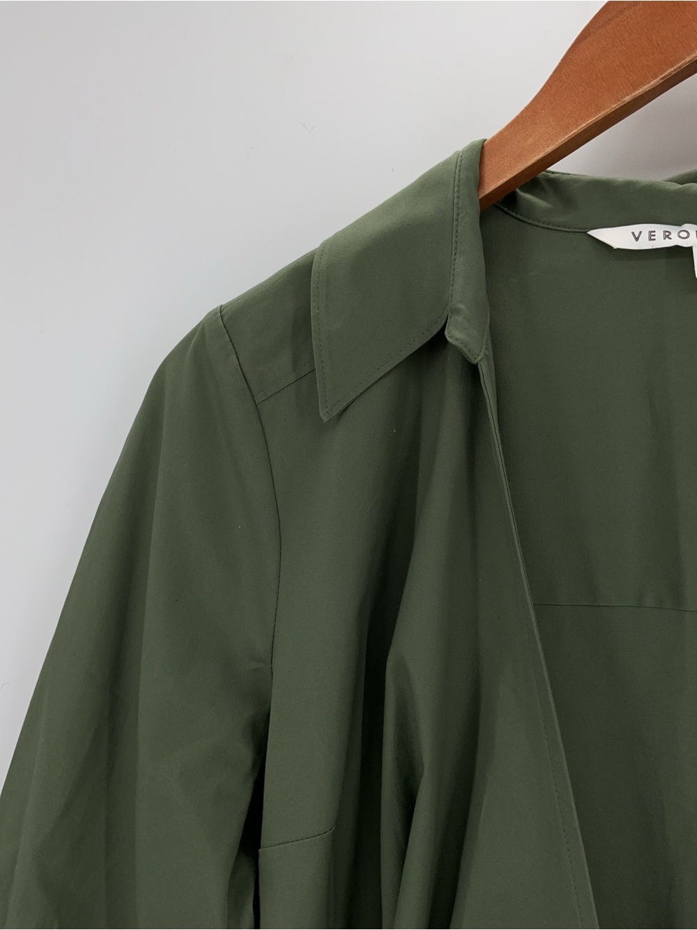 Veronica Beard Afton Wrap Dress Olive Green Ring Detail Midi Dress Size 10 - Picture 11 of 11